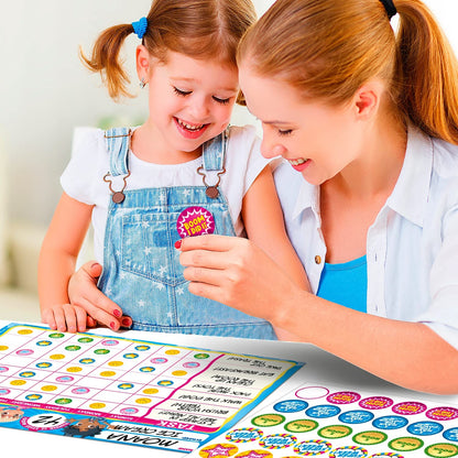 Behavior Reward Chart System - Pad with 26 Chore Charts for Kids, 2800 Stickers to Motivate Responsibility & Good Habits