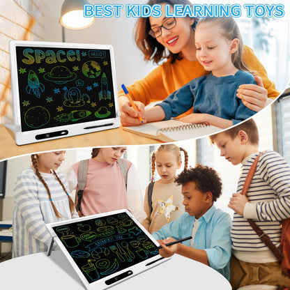 LCD Writing Tablet for Kids, 2 Pack 22inch+10inch Colorful Drawing Board Kids Writing Tablet,Adjustable Stand Home Schoo Learning Toys for Age 3-12 Year Christmas Gifts