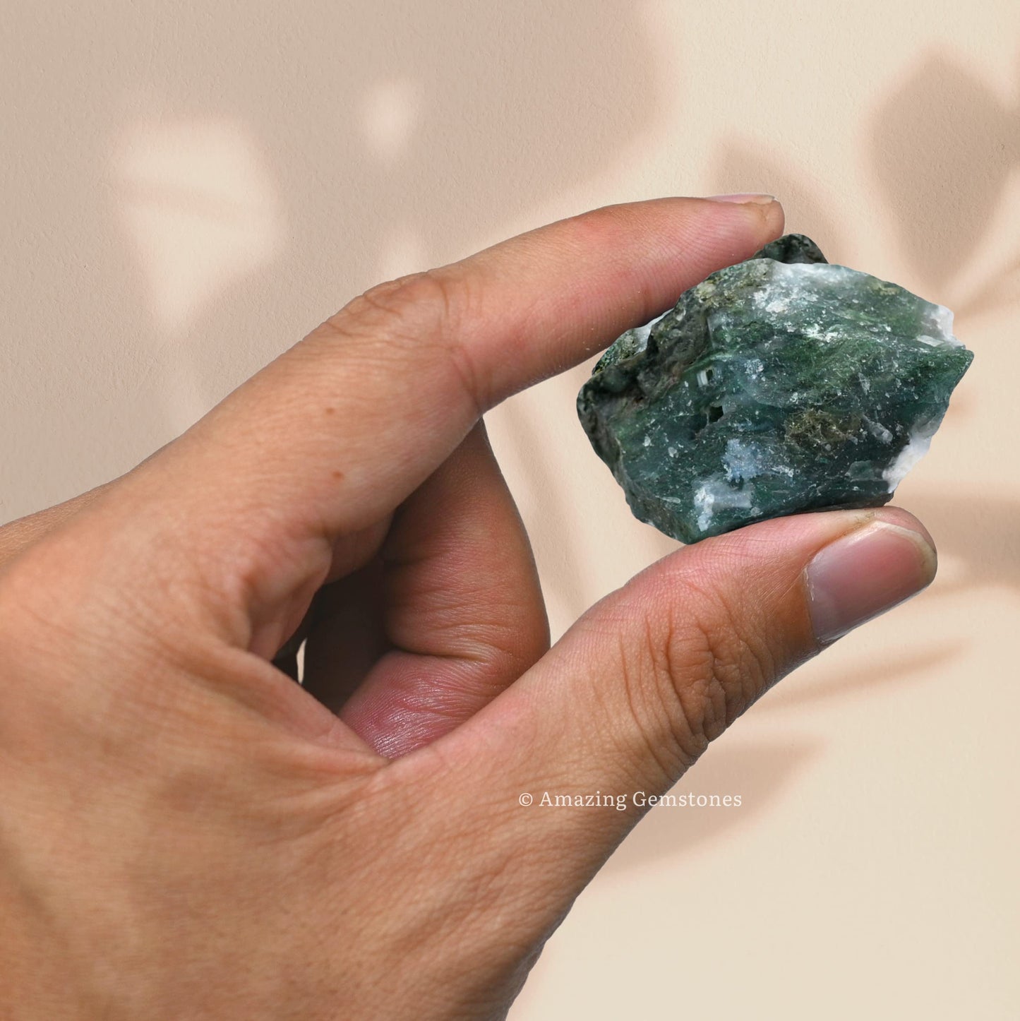 Amazing Gemstone Moss Agate Raw Crystals and Healing Stones, Natural Rocks for Tumbling and DIY Raw Stones and Crystals (5 Pieces)