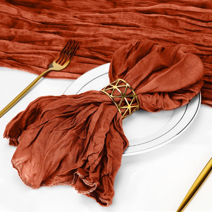 Cupuamon 50 Pack Cheesecloth Napkins 20x20 Inch Dinner Table Napkins Boho Washable Rustic Gauze Napkins Bulk for Wedding Bridal Baby Shower Party Decor (Terracotta)