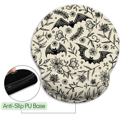 LIMKRIAN Goth Bat Ergonomic Mouse Pad with Wrist Rest, Gaming Mouse Pad with Wrist Support, Funny Computer Mousepad with Non-Slip Pain Relief PU Base, Gothic Office Desk Accessories Decor Supplies