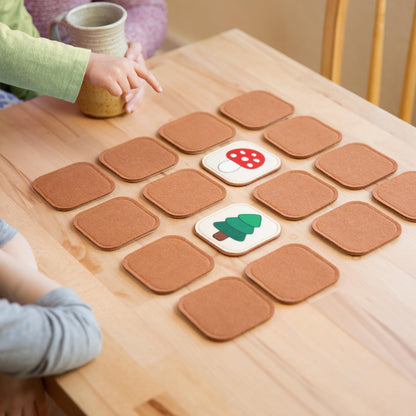 Felt Matching Game for Ages 2–4 – Soft and Safe for Ages 1+ – Montessori Memory Game – Sensory Flash Cards – Best Educational Gift for Ages 1–3 - Woodland Animal Theme