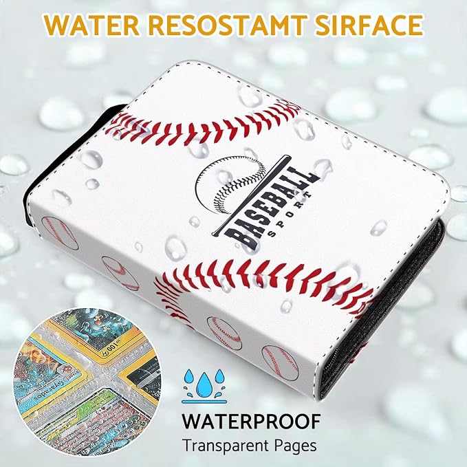 Baseball Card Binder Holder 480 Pockets with 60 Removable Sleeves, Portable Sports Trading Cards Binder Album Collector Organizer Protectors with Zipper,Waterproof