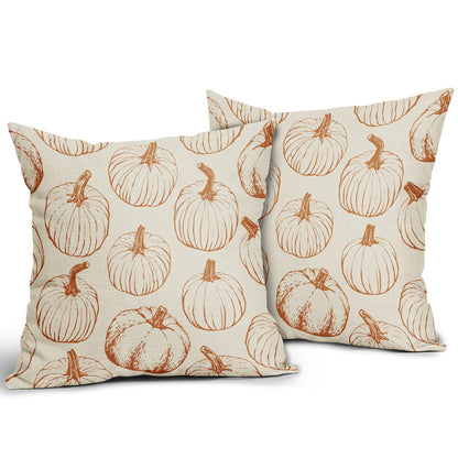 Aytipun Fall Pillow Covers 20x20 Set of 2 Burnt Orange Pumpkin Autumn Harvest Decorative Pillowcases Outdoor Throw Cushion Case Sofa Couch Bed Decor