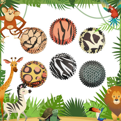 600 Count Animal Print Cupcake Liners Leopard Baking Cup Wrappers Zebra Giraffe Muffin Standard Sized Muffin Cupcake Decorations for Birthday Wedding Party Baby Shower Supplies(Chic Style)