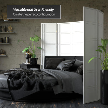 Red Lantern 6 ft. Tall Double Cross Shoji Screen - White - 3 Panels