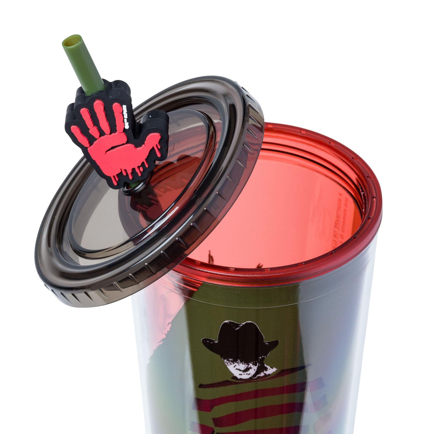 Silver Buffalo A Nightmare on Elm Street Welcome to My Nightmare Featuring Freddy Krueger Plastic Cold Cup with Lid and Straw Topper, 24 Ounces
