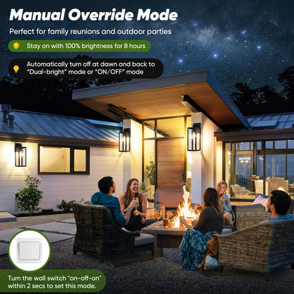BesLowe Motion Sensor Outdoor Wall Lights, 15in, Bronze, Metal, 3 Lighting Modes, Model A925, 2-Pack