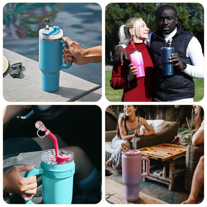 8 Pack Skull Straw Toppers for Stanley Cup 30&40oz, Tumbler Water Cup Accessories, Reusable Dust-Proof 3D Straw Cover Cap, Hollaween Gift (8 Colors)