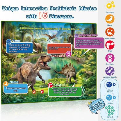 Interactive Dinosaur Toys Learning Poster, Dinosaur Talking Poster, Bilingual Dinosaur Talking Educational Children Toy with Sound Effects, Dinosaur Toys for Ages 3-12, Best Dinosaur Party Gift