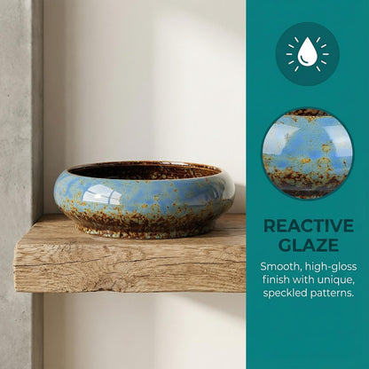 Homoyoyo Ceramic Lotus Bowl Planter Porcelain Cactus Planters for Lotus Seeds Succulents Bonsai Water Lily Arrangement Bonsai Succulents Cactus Without Hole Blue