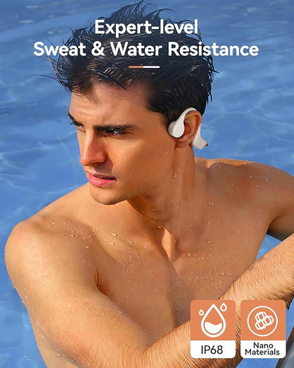 DEMICEA Open Ear Sport Headphones, Wireless Bone Conduction Earphones, Built-in 32GB MP3,with Mic, IP68, Sweat & Water Resistant, Up to 8 Hours Battery, Bluetooth 5.3,for Running,Workouts