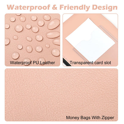 8.3x4.5 inch Money Bags With Zipper 4 Colors Leather Bags Wallet Pouches with Label Green Cash Envelopes Receipt Holder Security Money Pouch Bank Deposit Bag Labels For Coins Cosmetics Invoice (4)