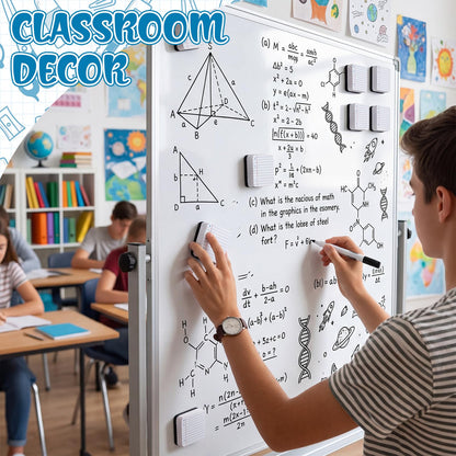 YooNotee 48 Pack Lined Exercise Book Magnetic Dry Erase Erasers 2x2 Inch, Mini Whiteboard Dry Erasers Back to School Supplies Chalkboard Cleaning Pads for Classroom Office Kindergarten Decor