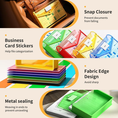 XingDuing 3 Pack Plastic Expanding File Folder, Transparent Envelopes with Snap Closure, Fit Letter/A4 Size for School/Office/Home/Hospital, No Dividers, Large Capacity-3 Colors