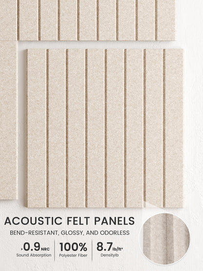 Bumusty Large Cork Board Alternative-48 x 36" Felt Bulletin Board Tiles, with 30 Pushpins, 70 Adhesive Tabs, Fine-Stripe 12-Pack, Cork Boards for Office Push Pin Board Felt Board-Oatmeal