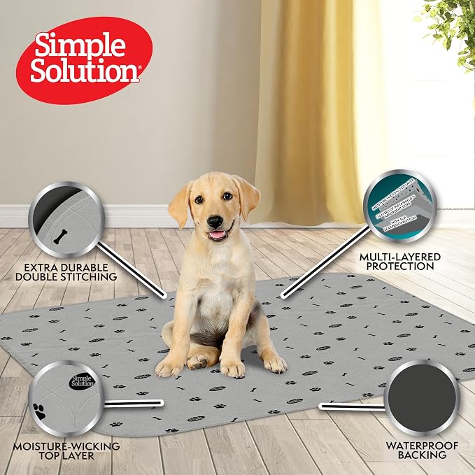 Simple Solution Large Washable Puppy Pad | Reusable Dog Pee Pad, Absorbent and Odor Controlling ,34x36 Inches, 2 Count,White (Pack of 6)