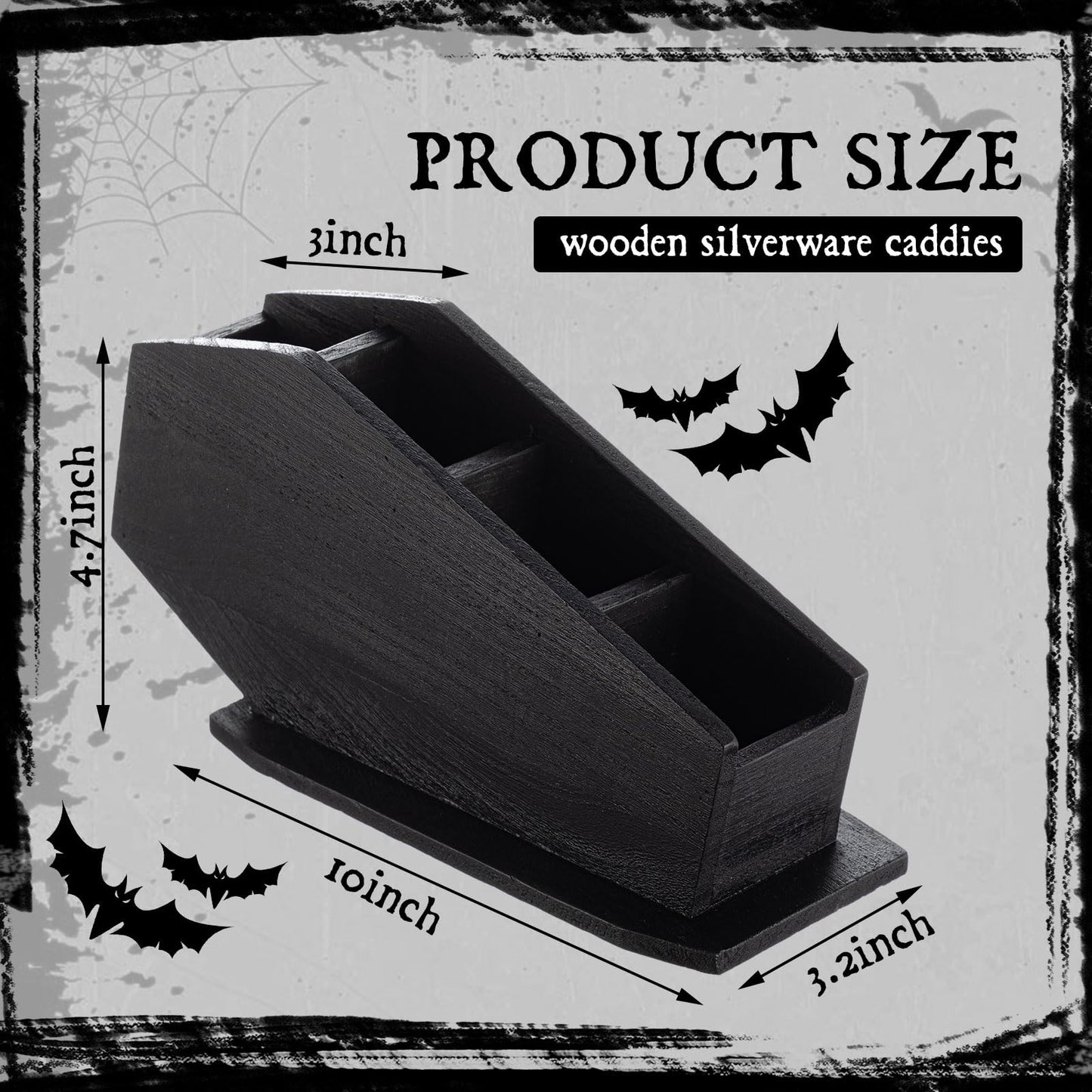 Fiwochic Coffin Wooden Holder Organizer Gothic Home Decor Spooky Gothic Gift for Pencil Makeup Brush Utensil Remote Control Toothbrush