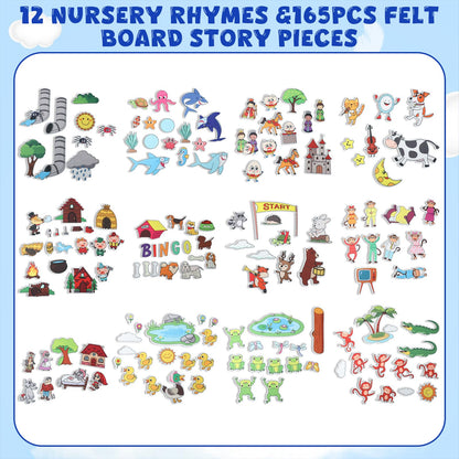Windkream 12 Set Felt Board Stories Pieces Set Felt Animals Bible Fairy Tales for Preschool Animals Figures Flannel Board Stories for Toddlers Preschool Kindergarten Storytelling (Fairy Tales)