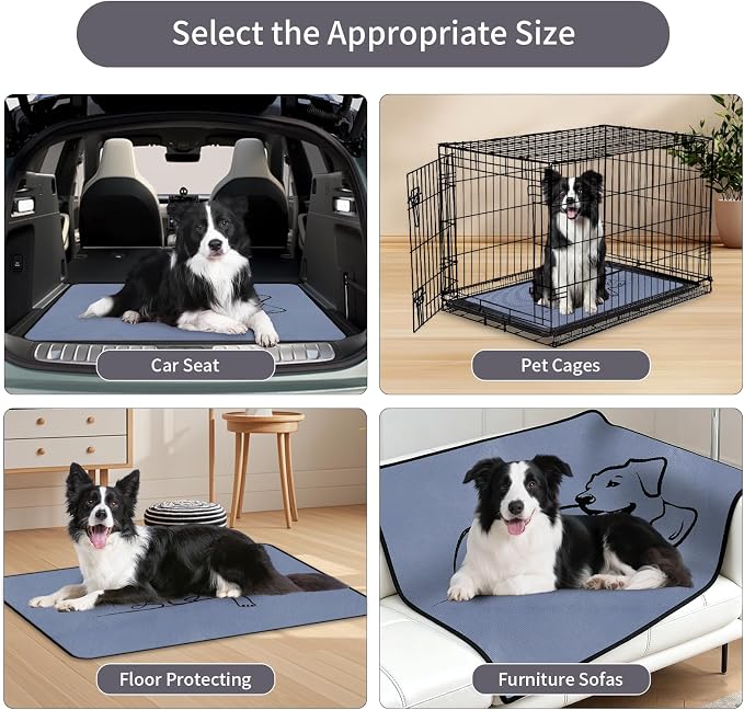 2 Pack Washable Pee Pads for Dogs 36"x36", Reusable Training Puppypads Absorbency Non-Slip & Leak-Proof for Pet Whelping Box Playpen Crate Sofa Bed Floors (Gray)