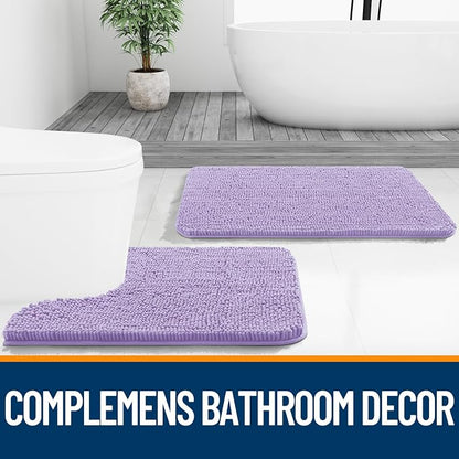 OLANLY Bathroom Runner Rugs 47x17, Soft Absorbent Chenille Bath Rugs, Rubber Backing Quick Dry, Machine Washable Long Bath Mats for Bathroom Floor, Tub and Shower, Home Decor Accessories, Lavender