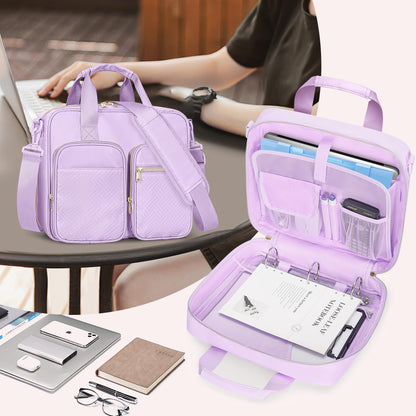 Prokva 3 Ring Zipper Binder, 2 Inch Ring Binder Organizer Bag with Shoulder Strap Fits 13 Inch Laptop and 500 Sheets, Purple(Empty Bag Only)