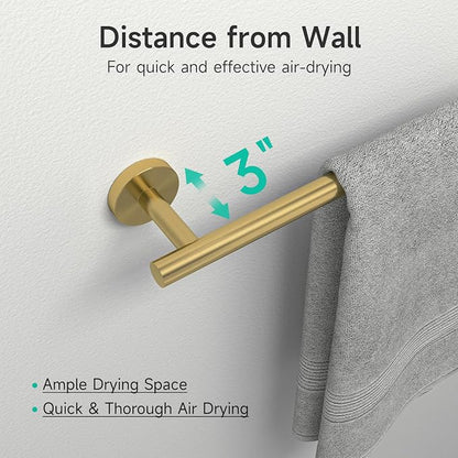 USHOWER Light Gold Towel Bar, 22-Inch Towel Racks for Bathroom Wall-Mounted, SUS304 Stainless Steel Towel Rod (Total Length 24-Inch)