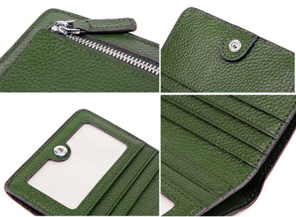 AINIMOER Small Leather Wallet for Women, Ladies Credit Card Holder RFID Blocking Women's Mini Bifold Pocket Purse, Green