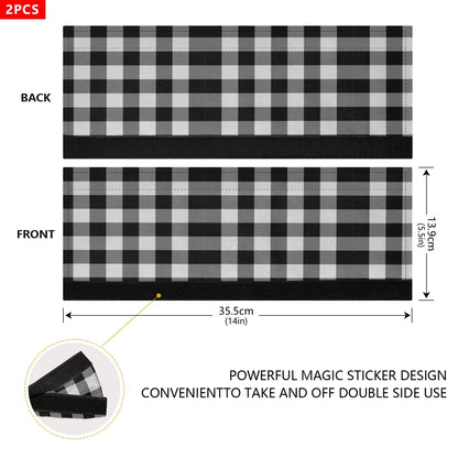 Black White Buffalo Check Refrigerator Door Handle Covers Farmhouse Tartan Kitchen Appliances Gloves For Microwave Dishwasher Fridge Door Cloth Protector 2pcs