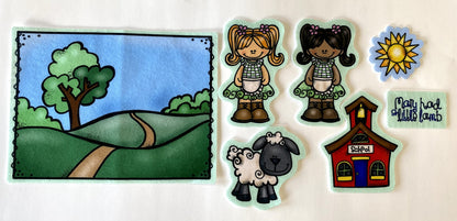 Mary Had A Little Lamb 7 Precut Felt Figures for Flannel/Felt Board Stories Nursery Rhymes Preschool