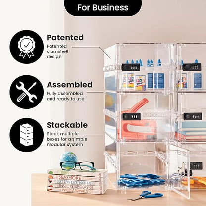 Lockabox One™ | Premium Lock Box | Medium Combination Lock Box For Food, Medicine & Home Safety | External Size 12 x 8 x 6.6 inches (Crystal)