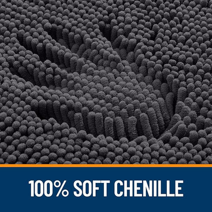 OLANLY Bathroom Rugs 32x20, Extra Soft Absorbent Chenille Bath Rugs, Rubber Backing Quick Dry, Machine Washable Bath Mats for Bathroom Floor, Tub and Shower, Home Decor Accessories, Dark Grey