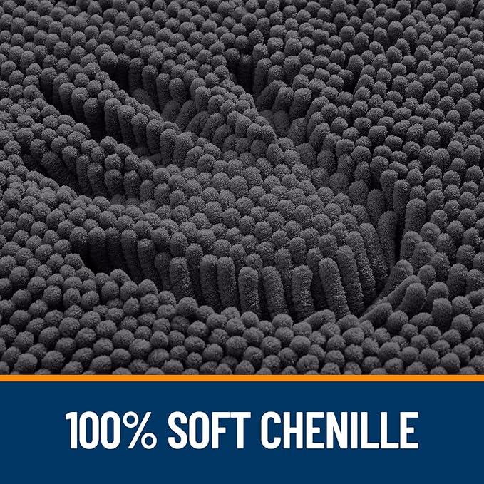 OLANLY Bathroom Runner Rugs 70x24, Soft Absorbent Chenille Bath Rugs, Rubber Backing Quick Dry, Machine Washable Long Bath Mats for Bathroom Floor, Tub and Shower, Home Decor Accessories, Dark Grey