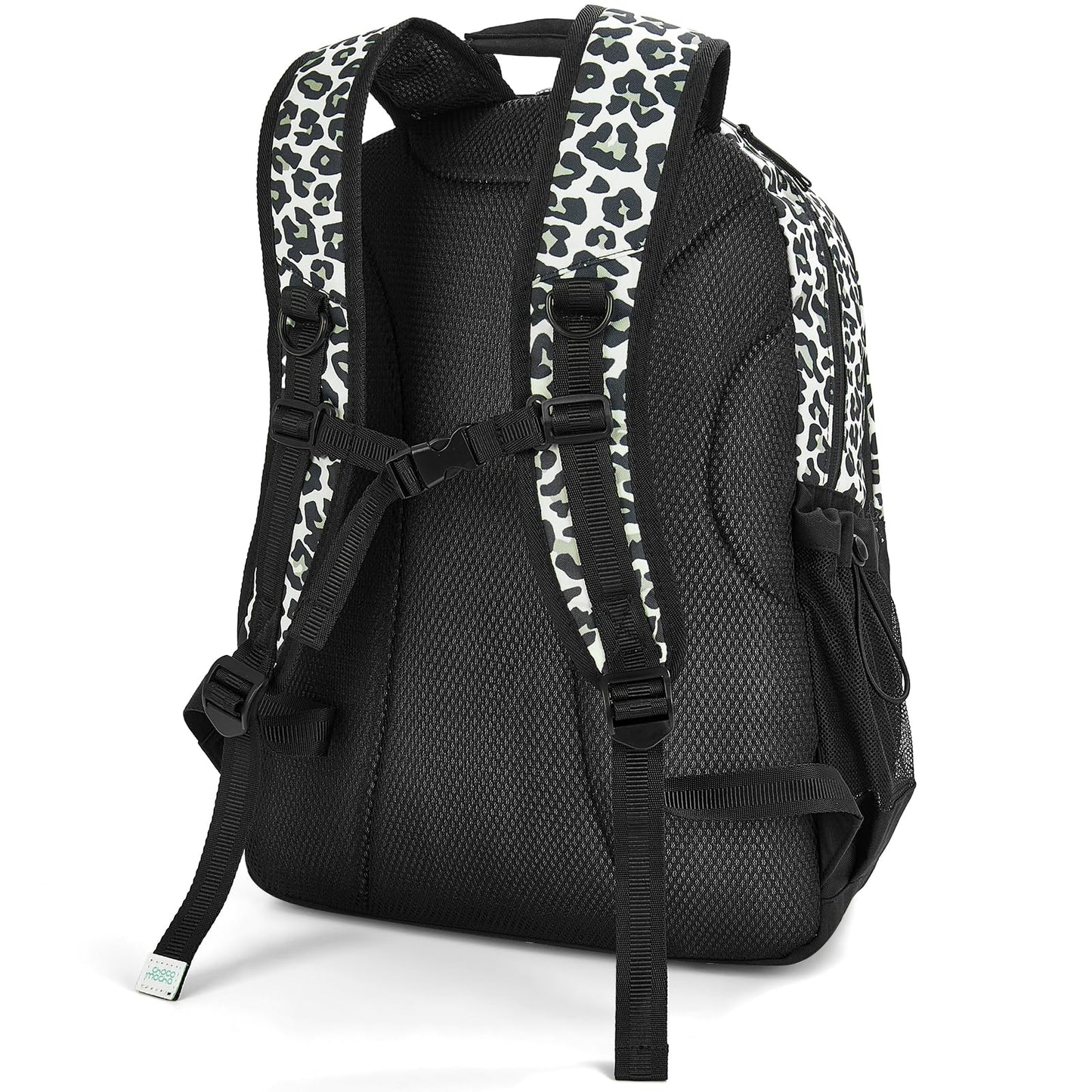 Choco Mocha Snow Leopard Backpack for Teen Girls, Travel School Backpack for Girls Middle School Large Bookbag 18 Inch, Black