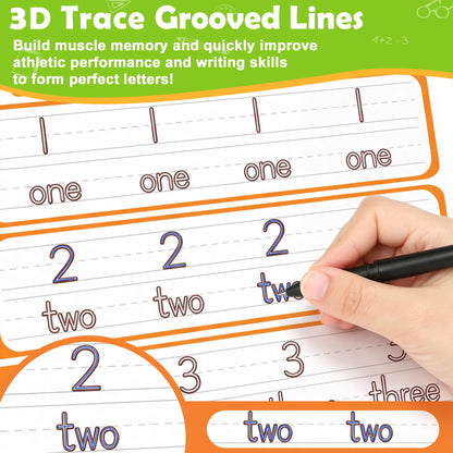Magic Grooved Writing Practice for Kids Age 3-5, Reusable Grooved Handwriting Practice Kindergarten Workbooks for Kids Ages 3-8, Preschool Learning Activities, Tracing Books Gifts for Boys Girls