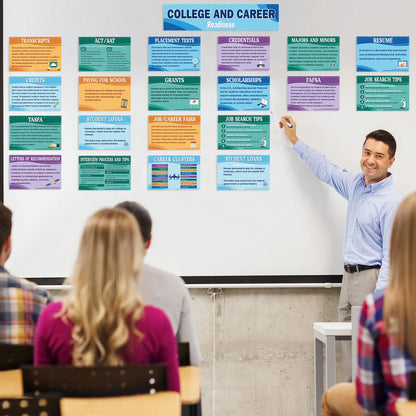 Outus 29 Pcs College and Career Readiness Posters Bulletin Board Kits for High School Classroom Decorations College Jobs and Career Interactive Bulletin Board Set Higher Educational Poster (Boho)