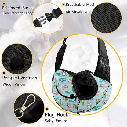 FUSURIRE American Flag Sunflower Print Small Dog Sling Cat Carrier Adjustable Strap Hands Free Pet Puppy Travel Bag Backpack for Women Girls