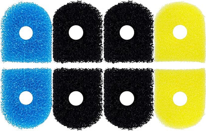 8 Pack Replacement Filter Sponges Compatible with Kulife Aquarium Filters, 2 Coarse Sponge, 4 Carbonized Sponge, 2 Fine Sponge