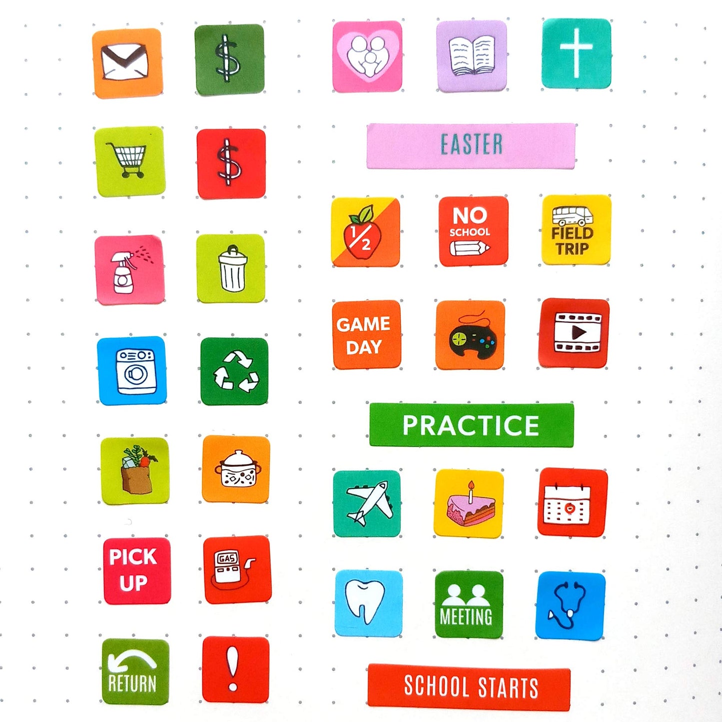 Mirida Planner Stickers - 1900+ Mom Calendar Icons, Variety Pack - Household Chores, Budget, Kids’ School Events, Daily Errands for Adults Organizer