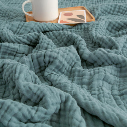 EMME Muslin Throw Blanket for Adults 100% Cotton Blankets for Couch 4-Layer Summer Breathable Gauze All Season Soft and Lightweight Pre-Washed (Teal, 50"x71")