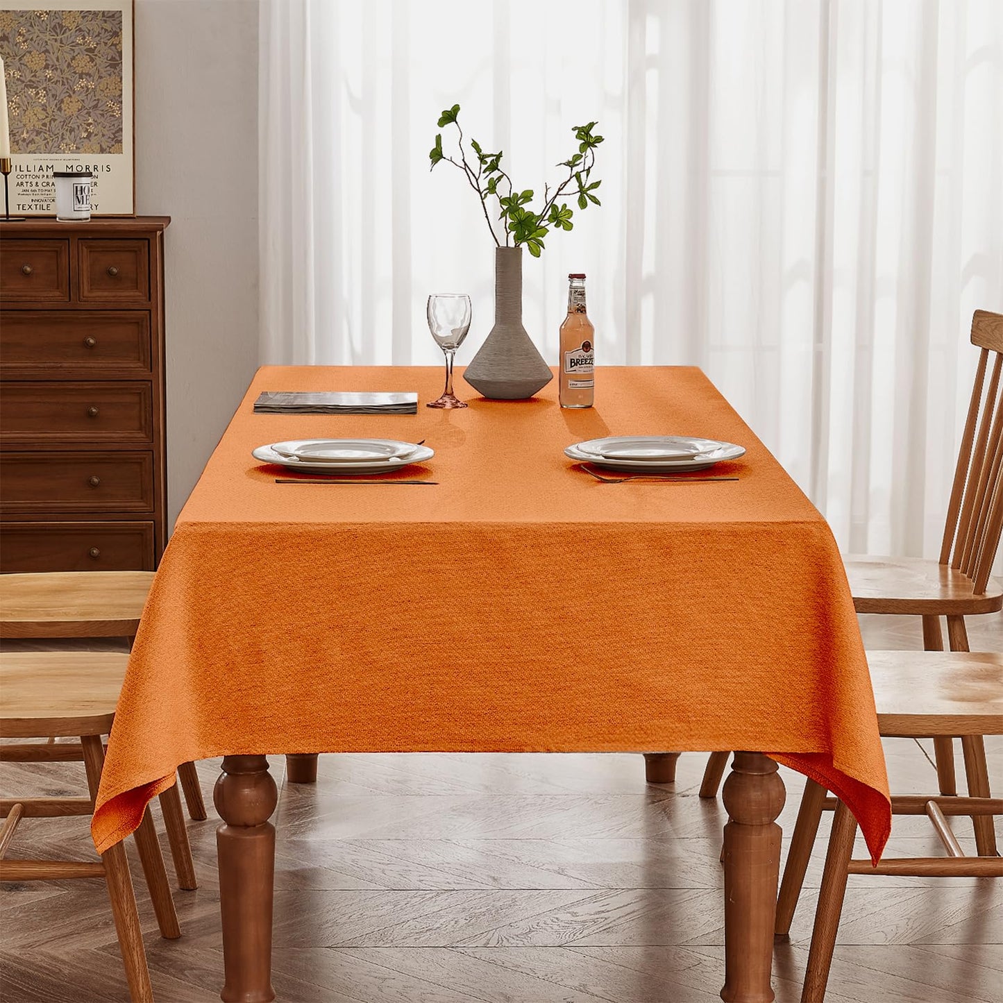 BALCONY & FALCON Rectangle Tablecloth Jacquard Style Water Resistant Table Cover for Autumn Fall Harvest Halloween Thanksgiving Party Dining Kitchen (Pumpkin, 55 x 95 inch)