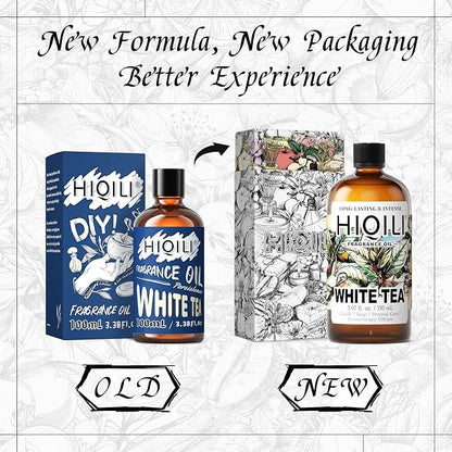 HIQILI White Tea Fragrance Oil for Essential Oil Diffuser, DIY Candle & Soap Making, Blend to Perfume & Air Freshener Spray - 5.07 Fl Oz