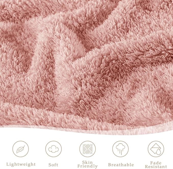 Exclusivo Mezcla Fleece Twin Size Bed Blanket, Ultra Soft, Lightweight and Fuzzy Dusty Pink Blanket for Women, Home Decor, 60x80 Inches
