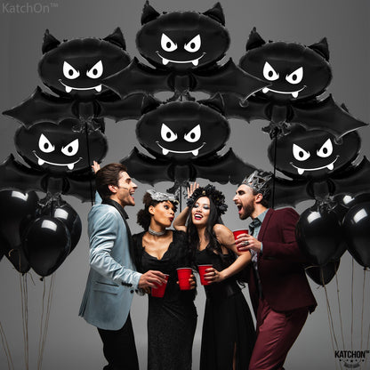 KatchOn, Black Bat Balloons - 35 Inch, Pack of 8 | Summerween Bat Balloon for Summerween Party Decorations | Halloween Bat Foil Balloon For Spooky Summer Decorations | Summer Bat Halloween Decor