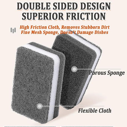 Taeku Natural Kitchen Sponge, 6 Pack Heavy Duty Scrub Cellulose Sponge Premium Multifunction Eco Friendly Cleaning Sponges for Dishes (Grey)