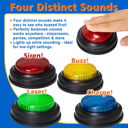 ALS AILISUO 8-Pack Buzzers for Trivia Games, Kids Toys Board Games with Lights and Sound for Classroom, Family Games, Parties, Competition, Game Show and More (Glow, Pack, 8)