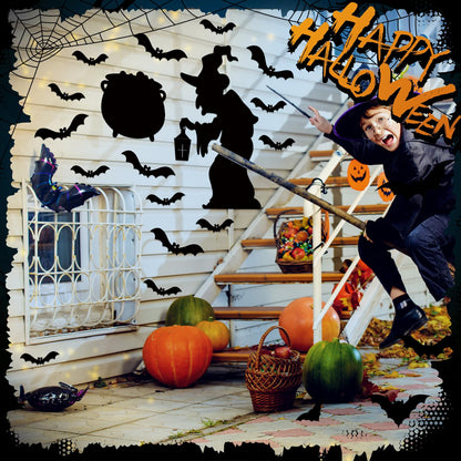 BBTO 24 Pcs Halloween Garage Door Decoration Waterproof Witch Halloween Fridge Magnet Bats Refrigerator Magnets Magnetic Decal for Metal Kitchen Garage Car Party Supplies Outdoor Decorations