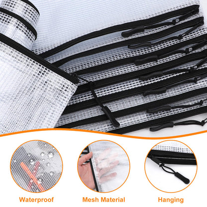 YOPCDJ 24pcs Mesh Zipper Pouch Bags A4 Mesh Bags for Classroom Organization, Waterproof Document Zipper Pouches for Cosmetics, Travel Storage File Bags for Office Supplie (Black-A3-20PCS)