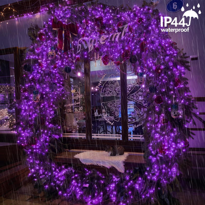 YEGUO 165ft 500 LED String Lights Outdoor Waterproof, Purple Christmas Lights Plug in, Twinkle Christmas Tree Lights Indoor with Timer Memory 8 Modes
