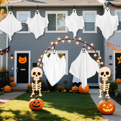 6 Pack Halloween Hanging Ghosts, Cute Flying Ghost Decorations, Outdoor Hanging Ghosts, Halloween Outdoor Decorations for Home, Front Yard, Tree, Porch, Patio, Lawn, Garden, Party & Holiday